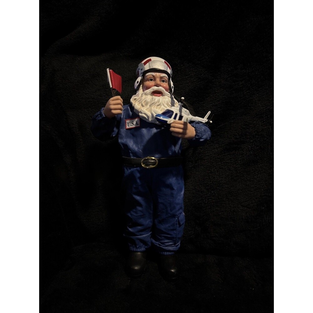 Vintage 90s Clothtique Possible Dreams Santa Pilot Aviator policeman USA 10.5"